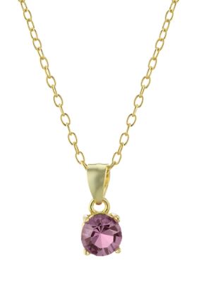 Belk Silverworks Gold Over Sterling Silver Crystal Round Pendant Necklace