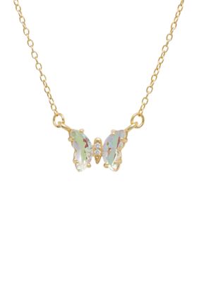 Belk Sterling Silver Boxed Crystal Mini Butterfly with Cubic Zirconia Necklace