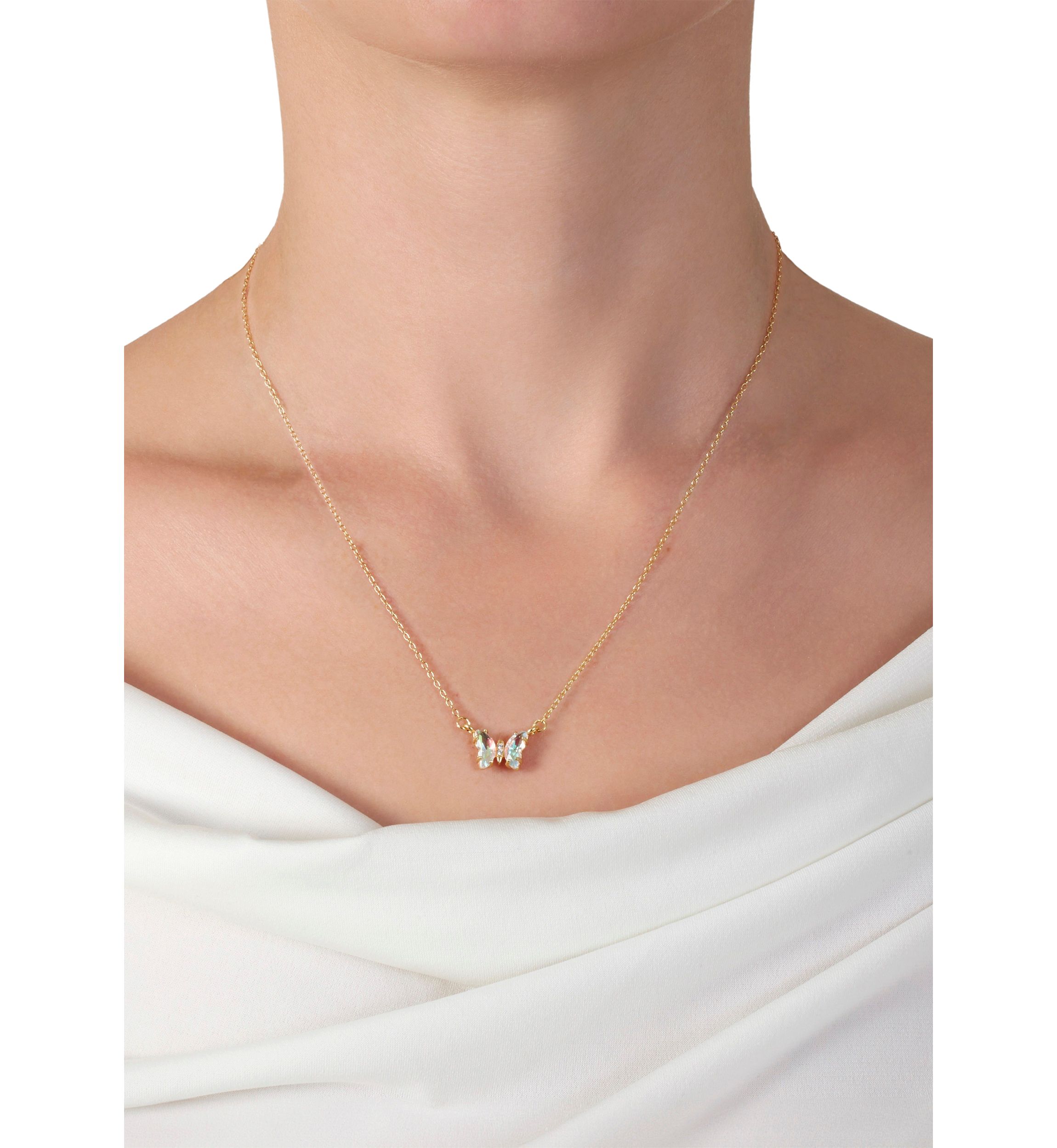 Boxed Crystal Mini Butterfly with Cubic Zirconia Necklace