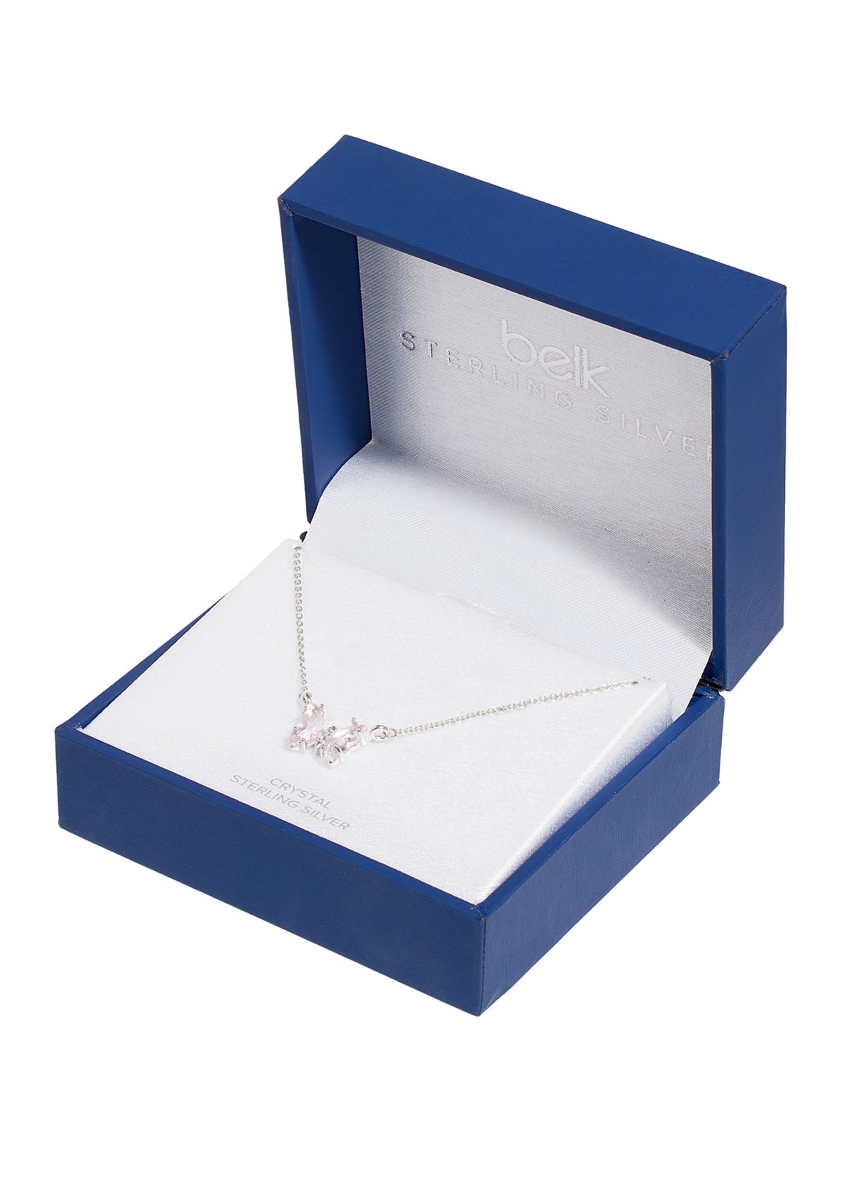 Boxed Silver Plated Crystal Mini Butterfly with Cubic Zirconia Necklace