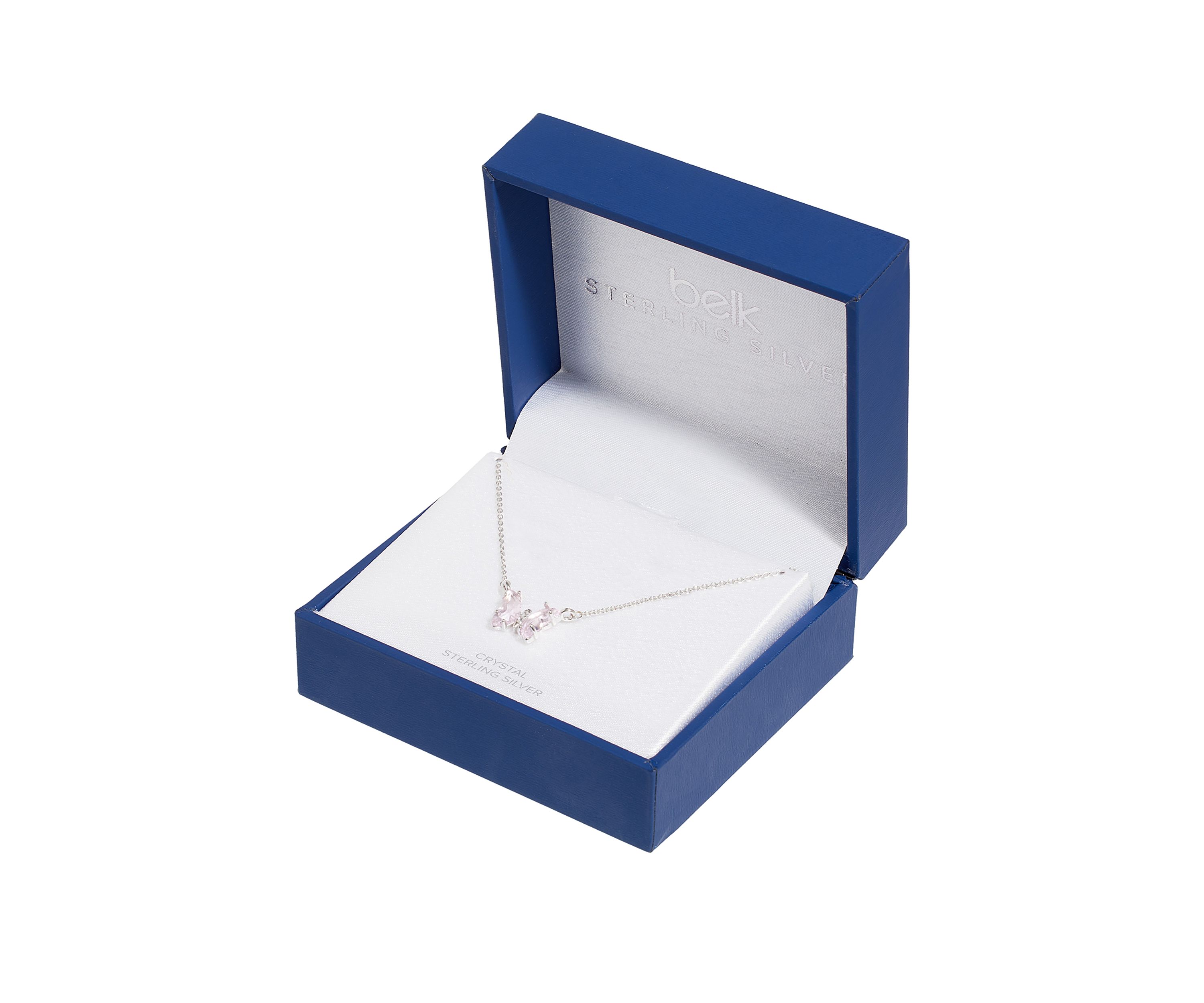 Boxed Silver Plated Crystal Mini Butterfly with Cubic Zirconia Necklace