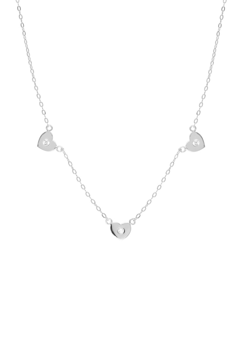 Sterling Silver Cubic Zirconia Triple Heart Necklace