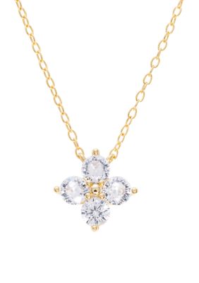Belk Sterling Silver Sterling Silver Cubic Zirconia Flower Pendant Necklace