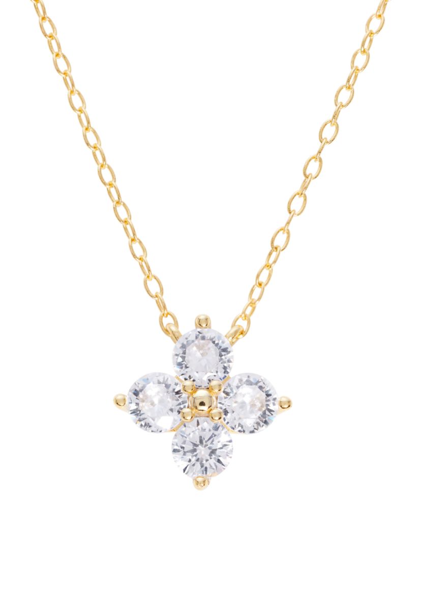 Sterling Silver Cubic Zirconia Flower Pendant Necklace