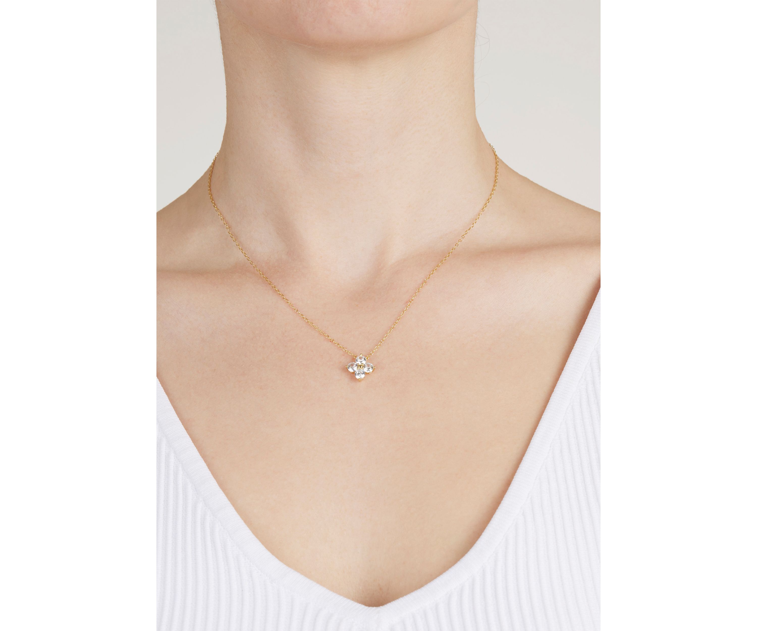 Sterling Silver Cubic Zirconia Flower Pendant Necklace