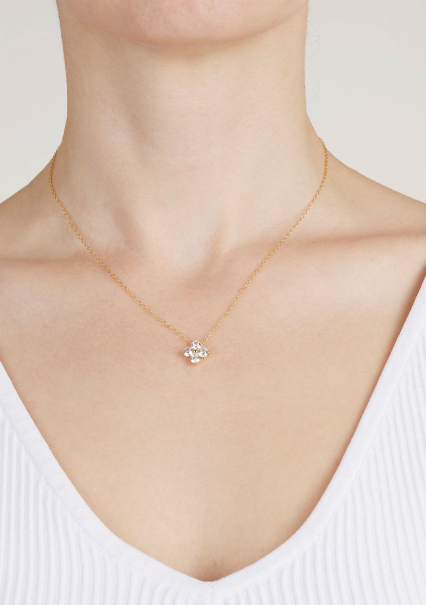 Sterling Silver Cubic Zirconia Flower Pendant Necklace