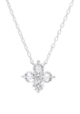 Belk Sterling Silver Sterling Silver Cubic Zirconia Flower Pendant Necklace, 16 in