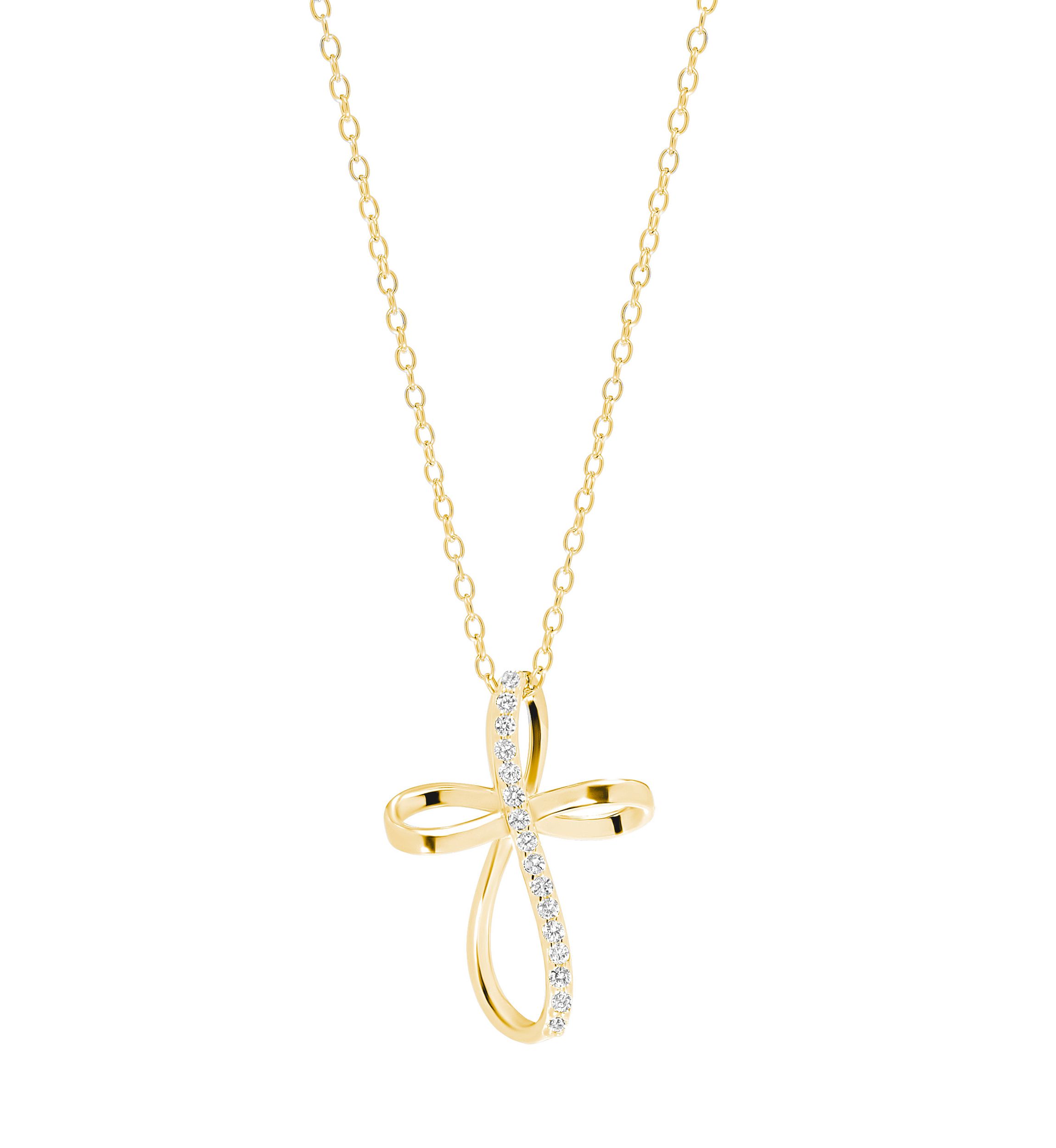 Sterling Silver Cubic Zirconia Loop Cross Necklace