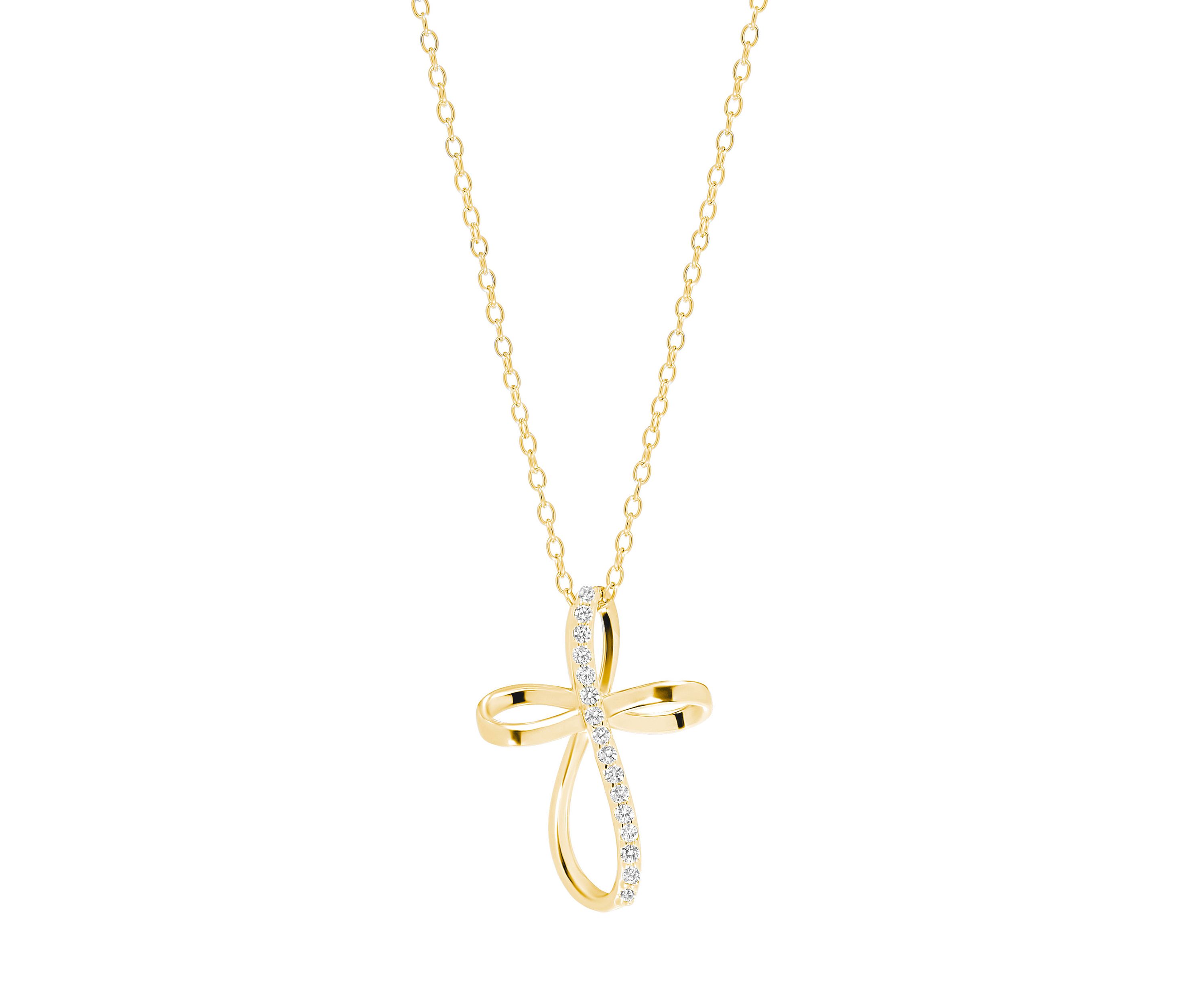 Sterling Silver Cubic Zirconia Loop Cross Necklace