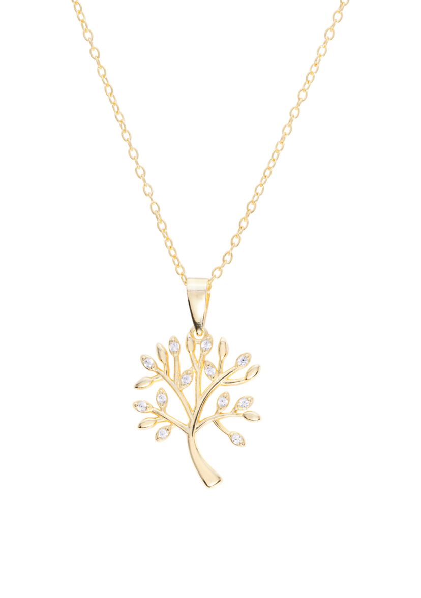 Sterling Silver Cubic Zirconia Tree of Life Necklace