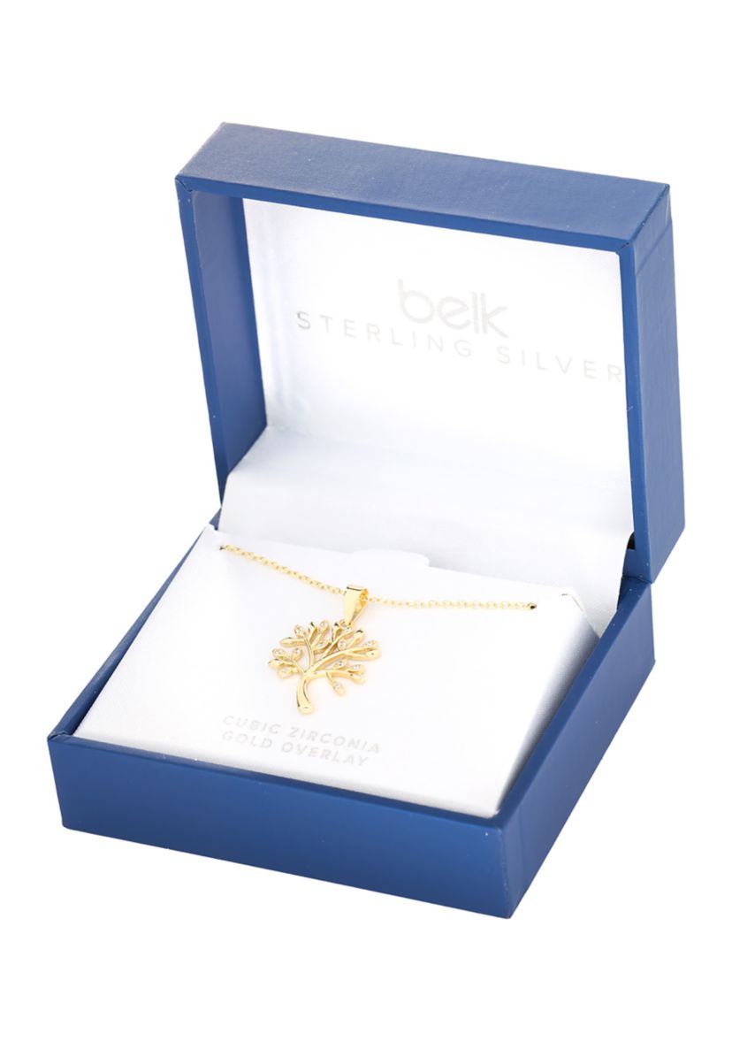 Sterling Silver Cubic Zirconia Tree of Life Necklace