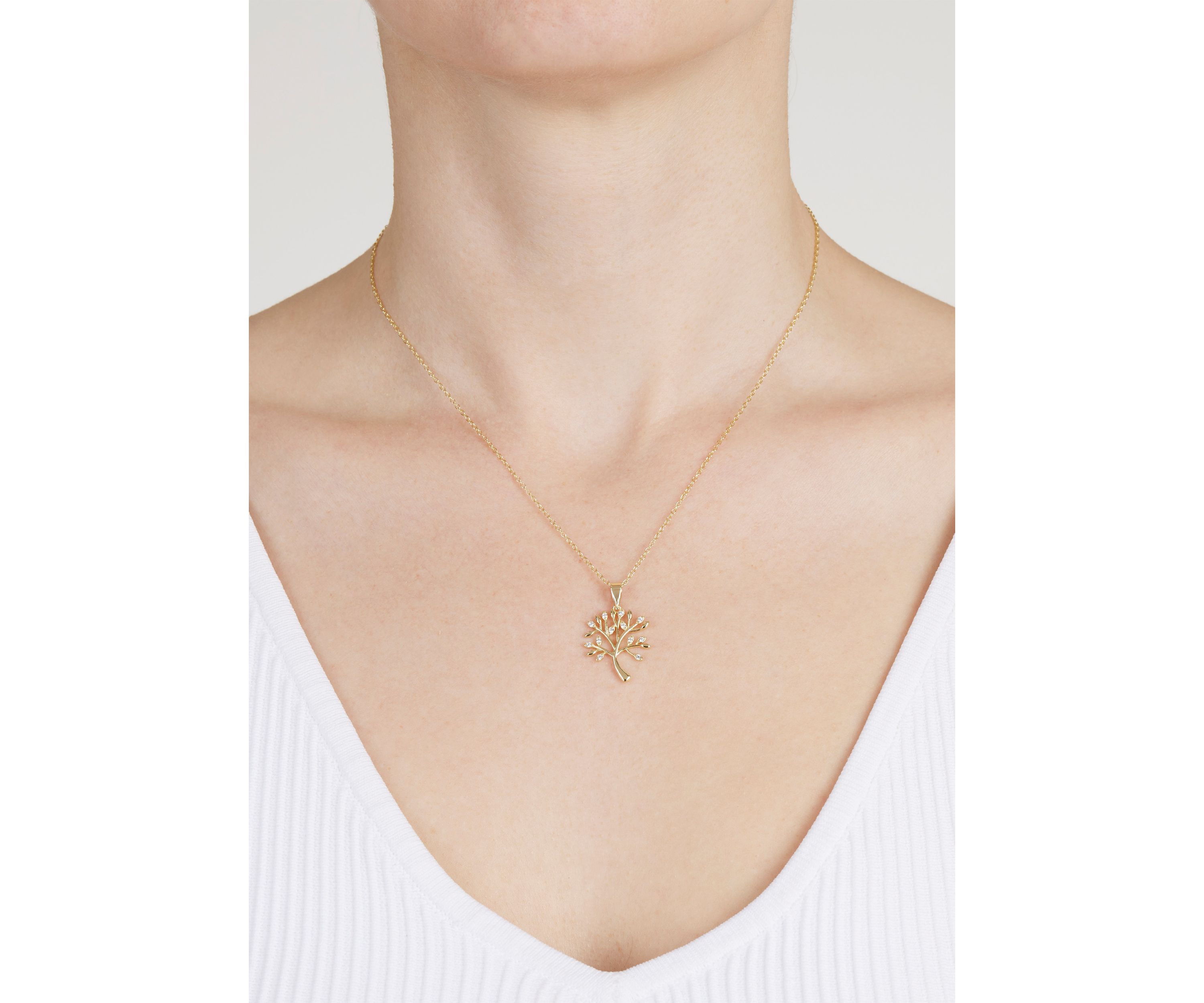 Sterling Silver Cubic Zirconia Tree of Life Necklace