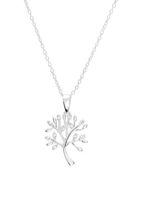 Belk Sterling Silver Sterling Silver Cubic Zirconia Tree of Life Necklace