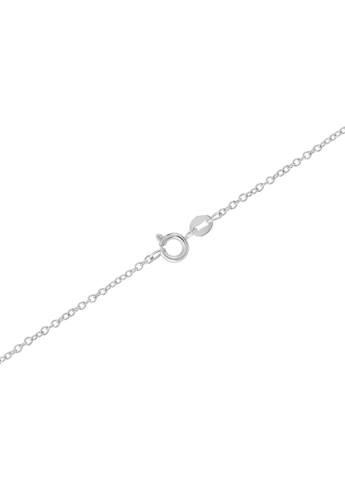 Sterling Silver Crystal Faceted Oval Pendant Necklace