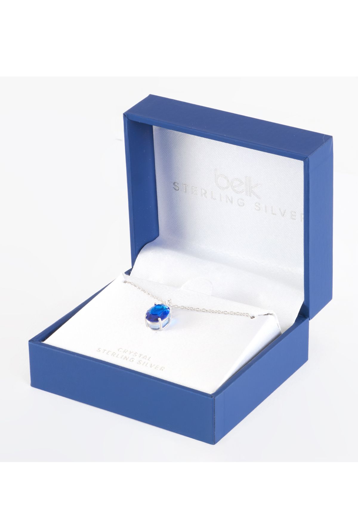 Sterling Silver Crystal Faceted Oval Pendant Necklace