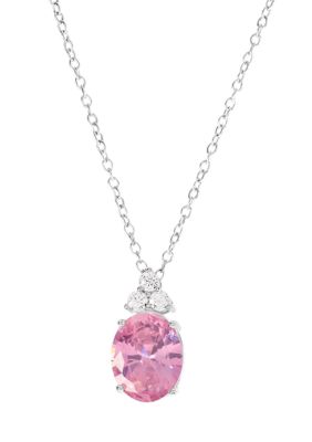 Belk Sterling Silver Sterling Silver Crystal Faceted Oval Pendant Necklace, 18 in