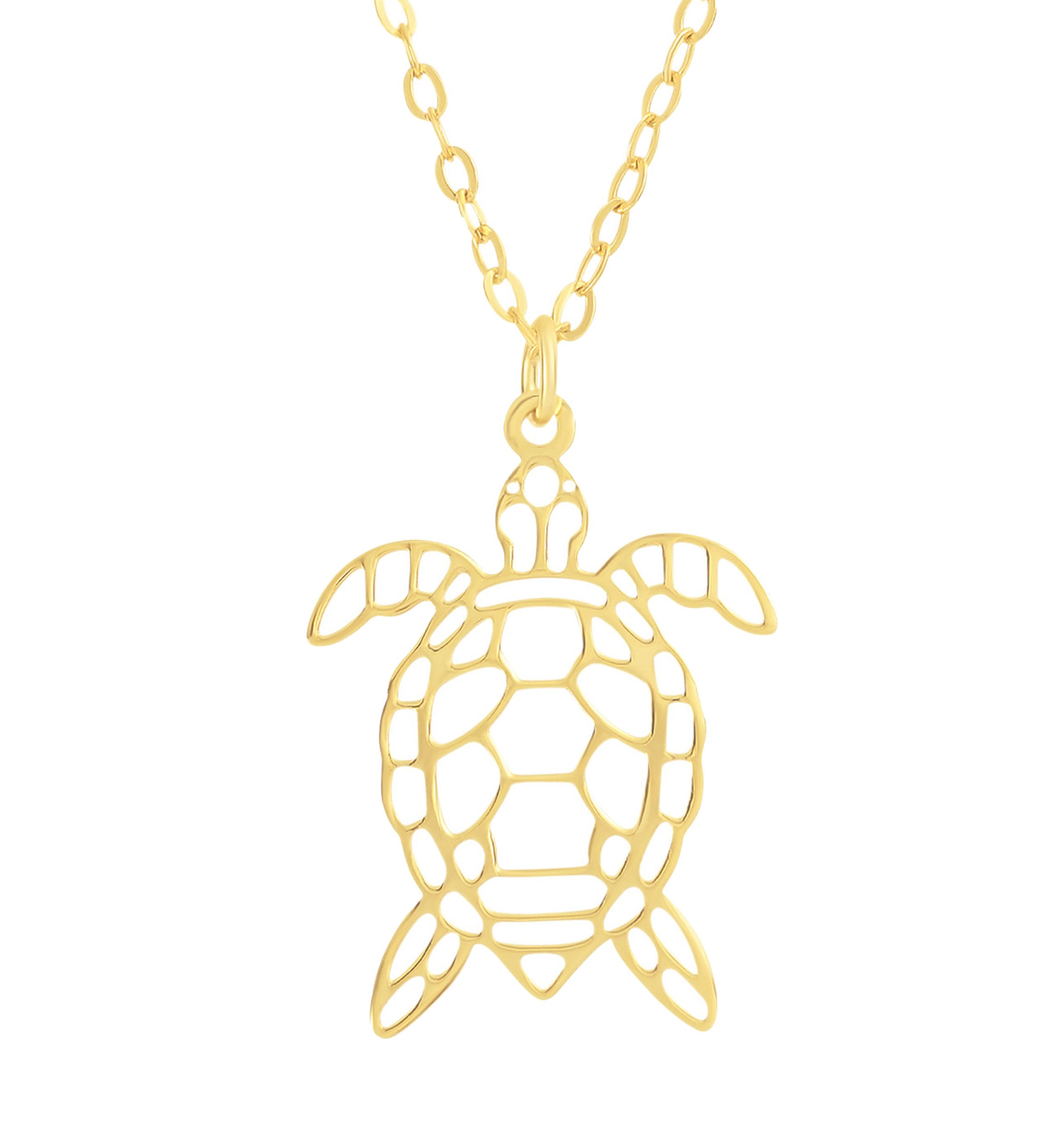 Sterling Silver Turtle Pendant Necklace