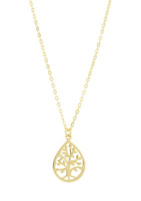 Belk Sterling Silver Sterling Silver Tree of Life Pendant Necklace, Gold, 16 in