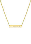 Boxed Gold Over Sterling Silver 16" + 2" Cubic Zirconia Blessed Bar Necklace 