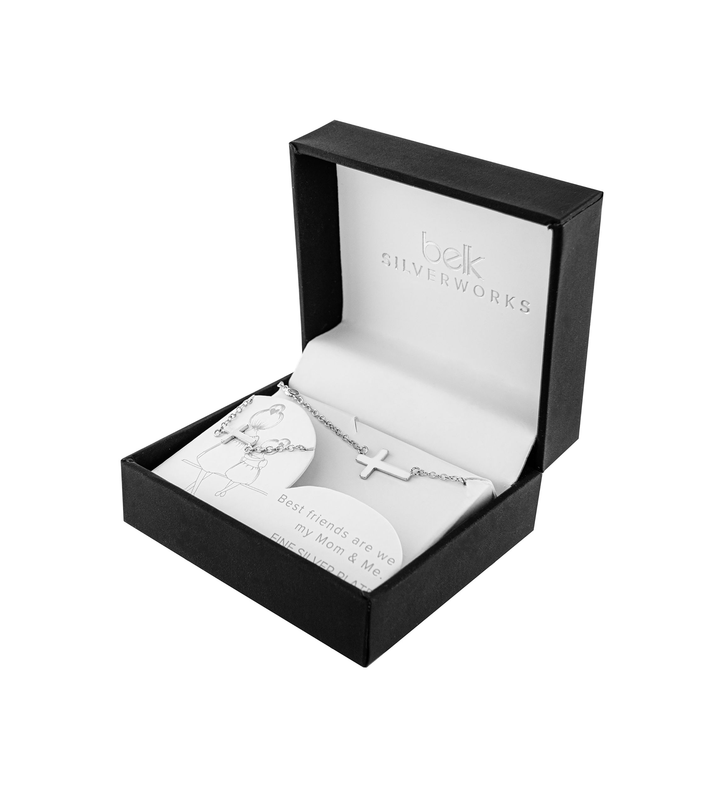 Boxed Fine Silver Plated Mom & Me Necklace Set