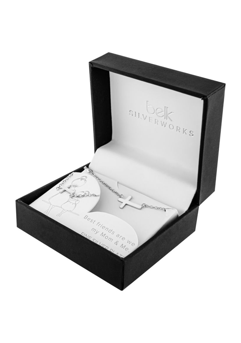 Boxed Fine Silver Plated Mom & Me Necklace Set