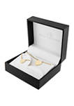 Boxed Yellow Gold Fine Silver Plated Heart Mommy and Me Necklace Set