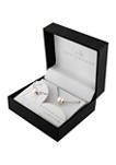 Boxed Fine Silver Plated 16 in + 2 in and  14 in L + 2  Freshwater Pearl Mom & Me Necklace Set