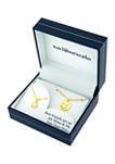 Boxed Gold Over Fine Silver Plated 16 in + 2 in and 14 in L + 2 Smile Star with Cubic Zirconia Mom & Me Necklace Set