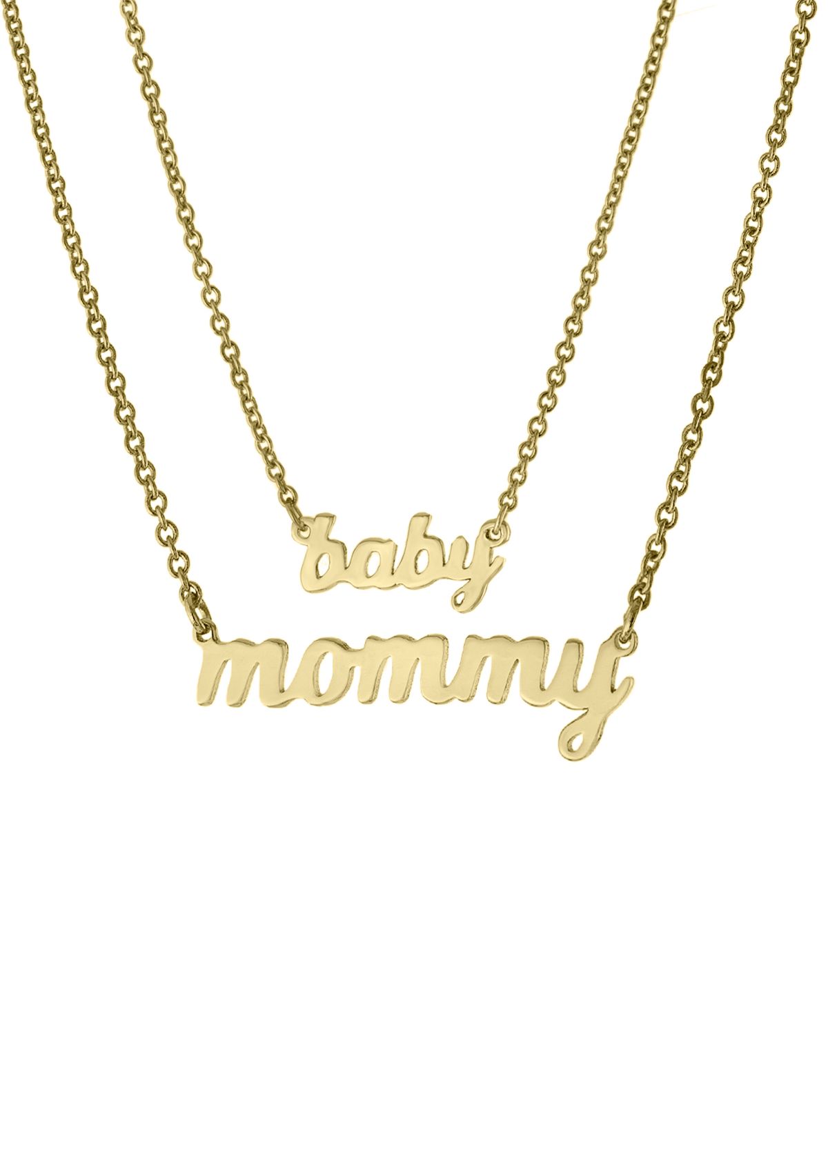 Boxed Gold Over Fine Silver Plated Mommy and Baby Mom & Me Necklace Set