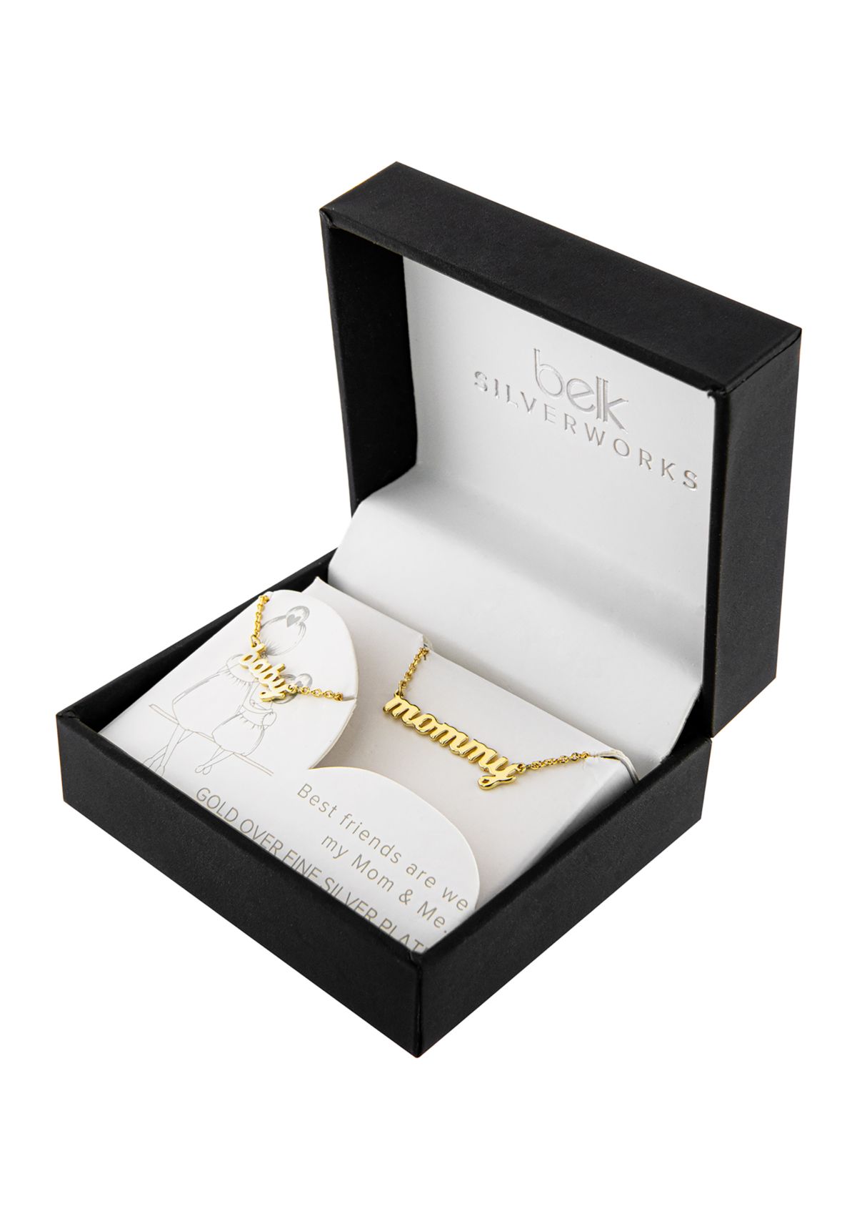 Boxed Gold Over Fine Silver Plated Mommy and Baby Mom & Me Necklace Set