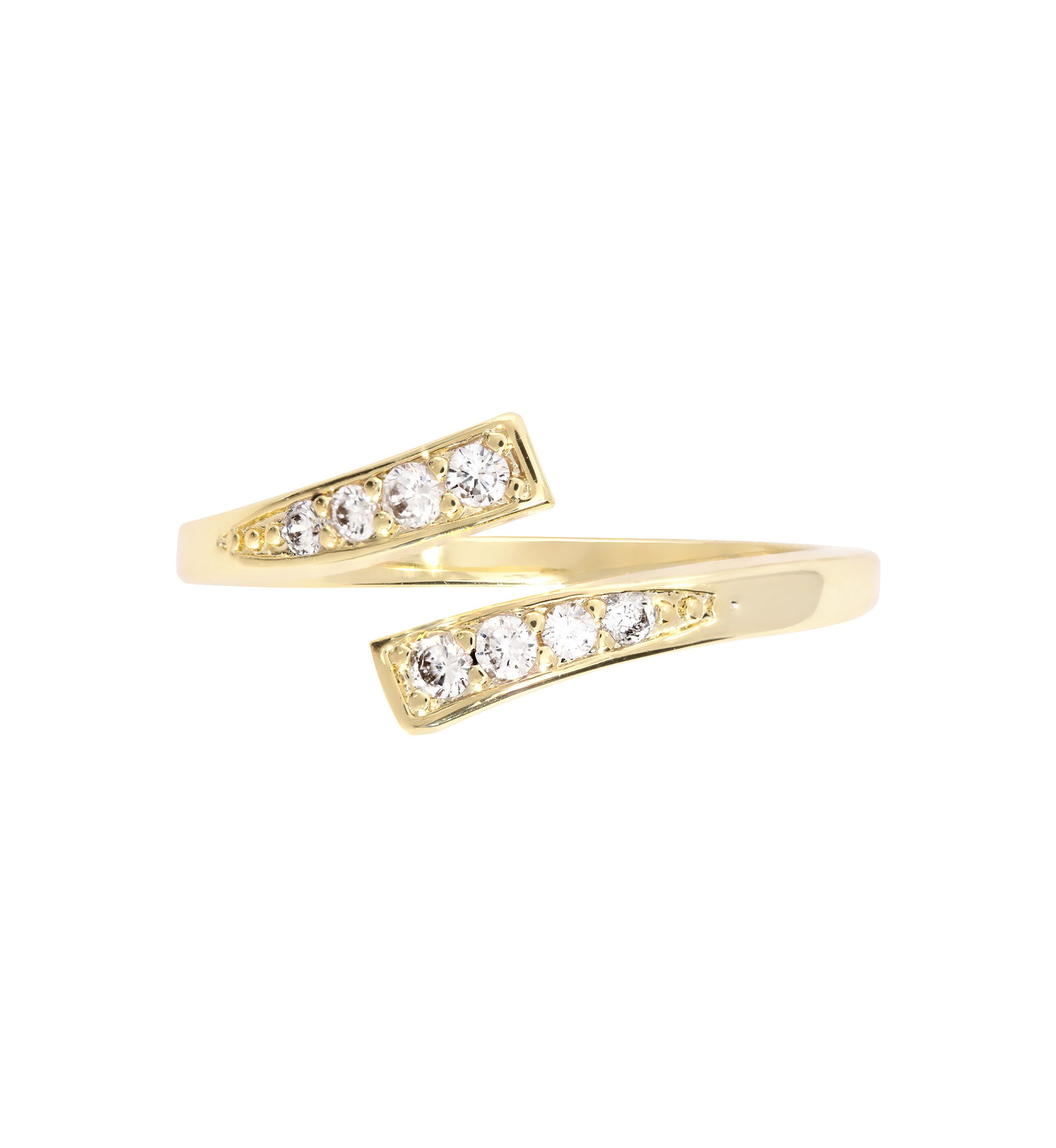 Boxed Gold Plated .63" Cubic Zirconia Huggie Hoop Earrings and Adjustable Ring Set