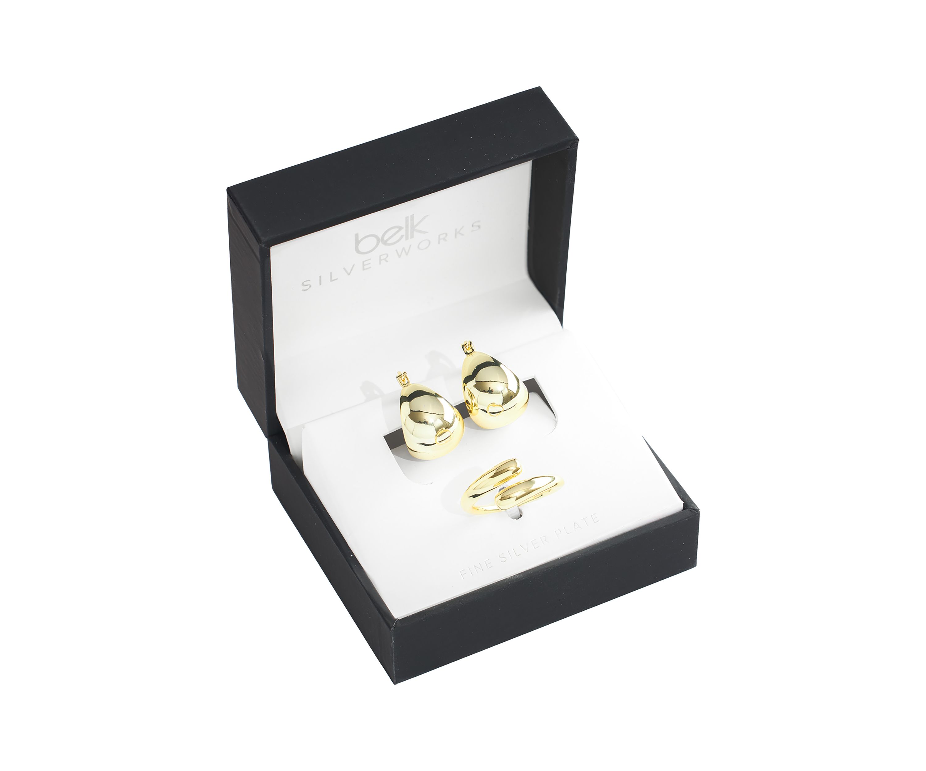 Dome Hoop Earrings and Open Adjustable Ring Set