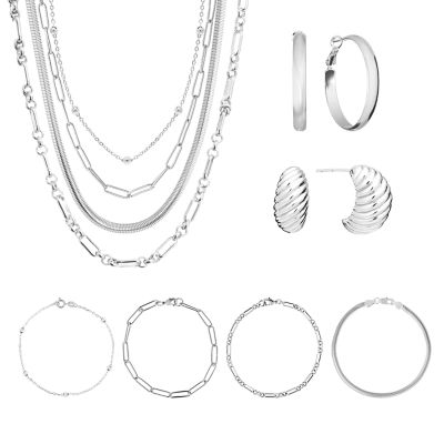 Belk Silverworks Silver Plated 10pc Gifting Wardrobe Earring, Necklace and Bracelet Set