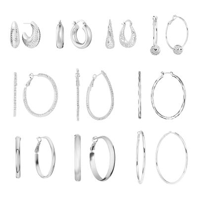 Belk Silverworks Silver Plated 10pc Gifting Wardrobe Hoop Earrings Set