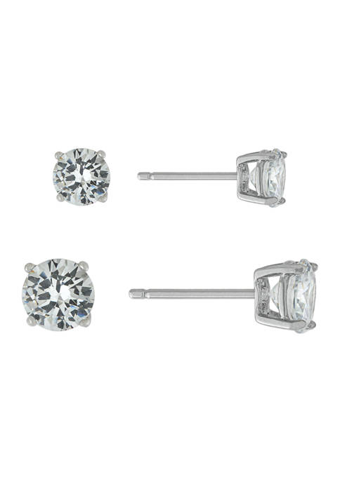 Athra NJ Sterling Silver Round Cubic Zirconia Stud