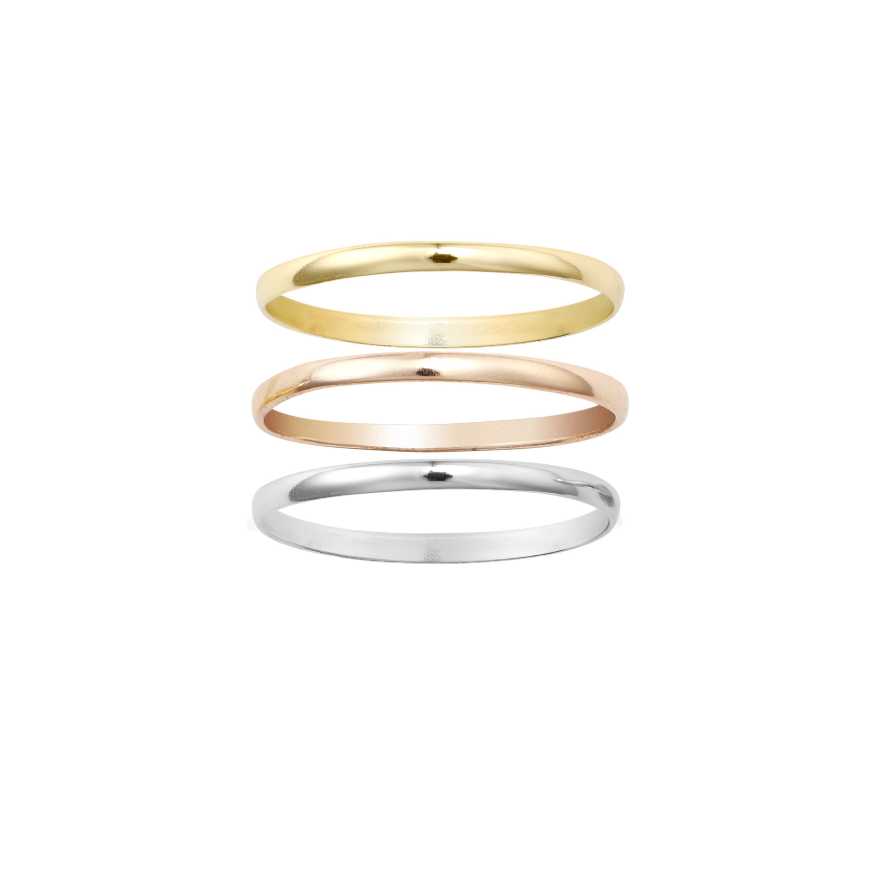 Sterling Silver Tri-Tone Trio Band Rings Size 7