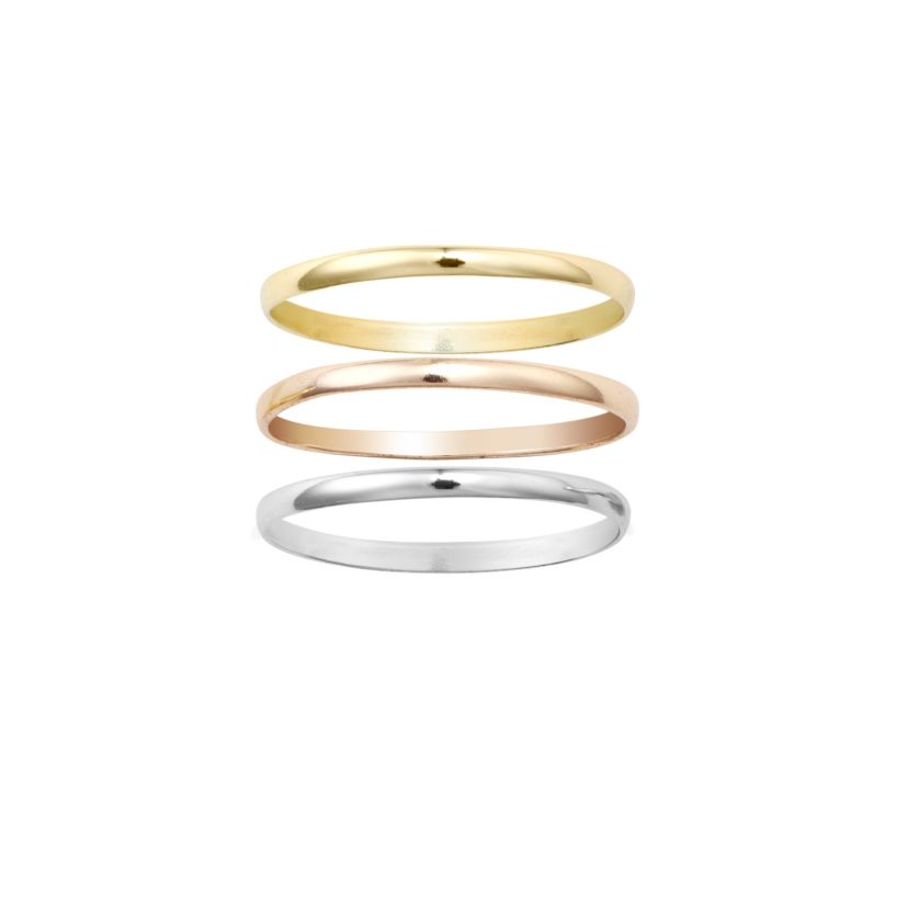 Sterling Silver Tri-Tone Trio Band Rings Size 7