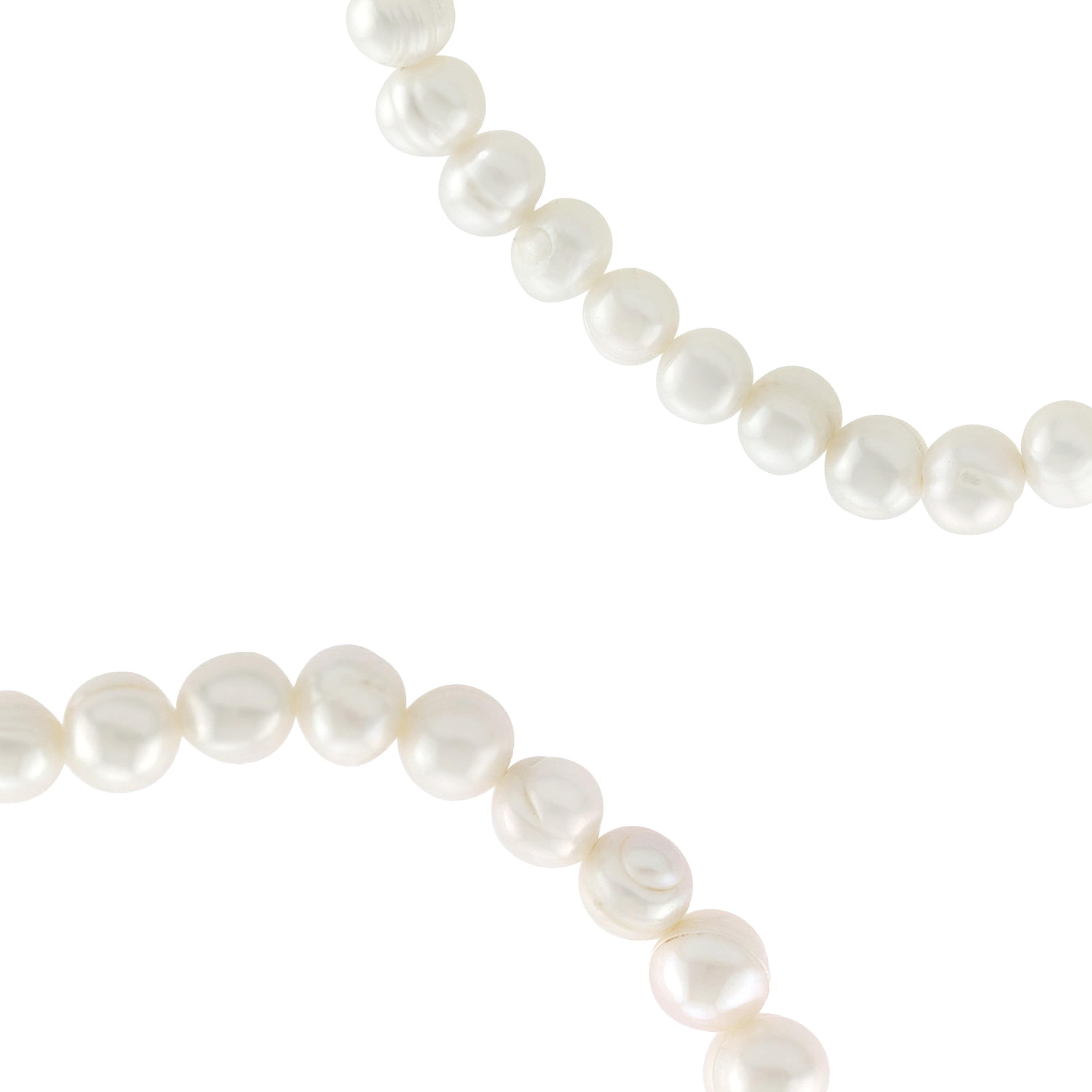 Sterling Silver 7mm Fresh Water Pearl and Crystal Ball Beaded 2pc Bracelet Set