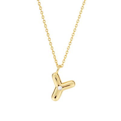Belk Silverworks Gold Plated 16+2" Cubic Zirconia Bubble Initial Necklace