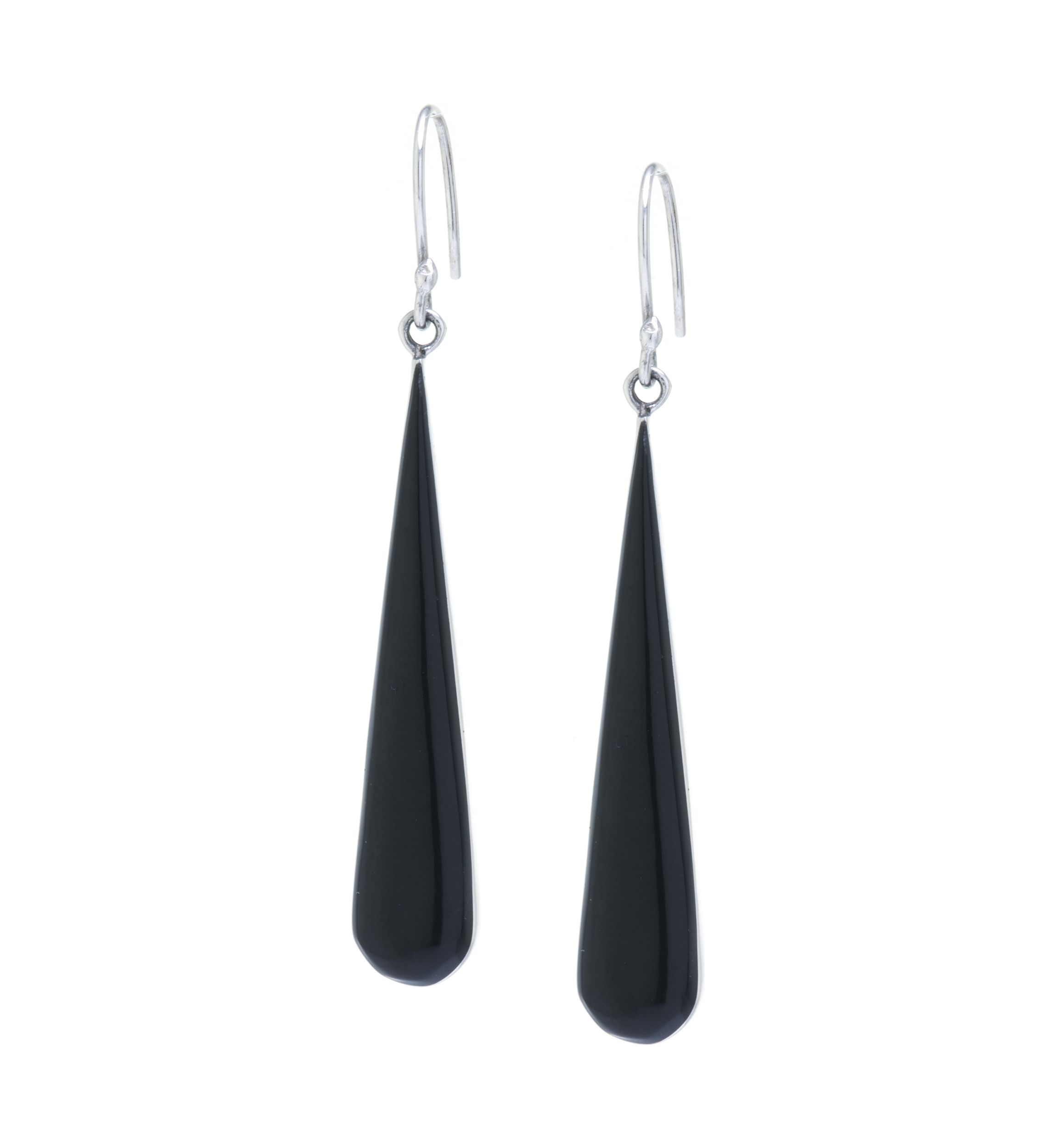 Sterling Silver Black Chalcedony Teardrop Earrings