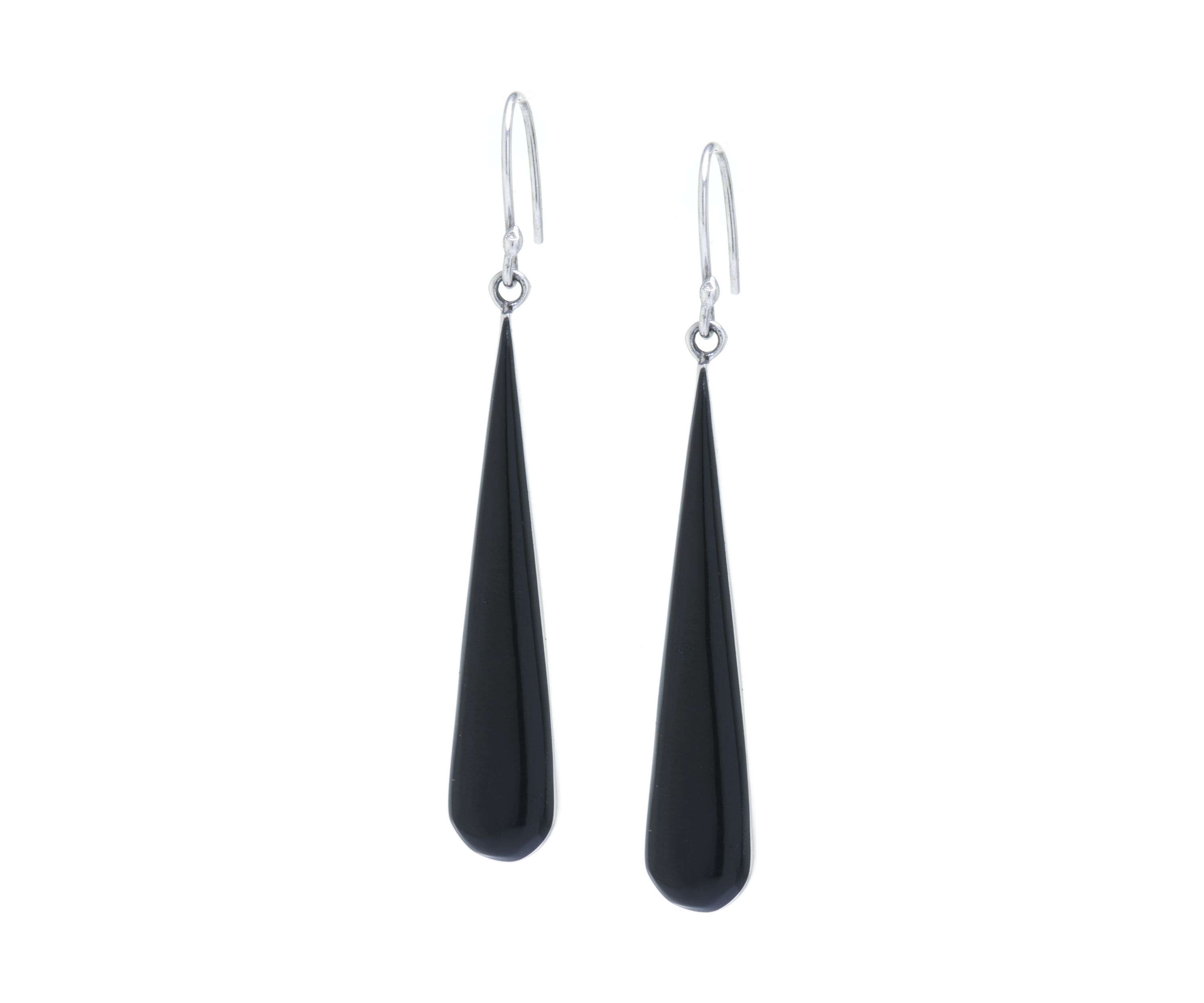Sterling Silver Black Chalcedony Teardrop Earrings