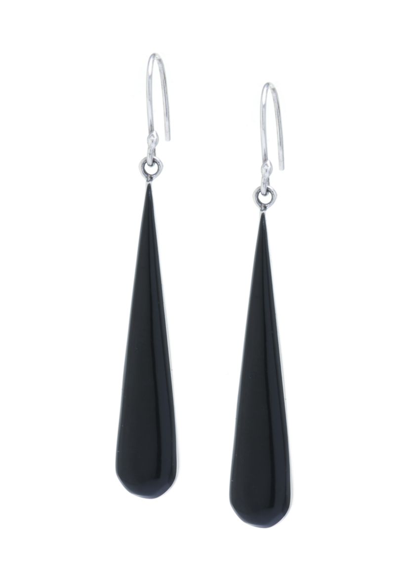 Sterling Silver Black Chalcedony Teardrop Earrings