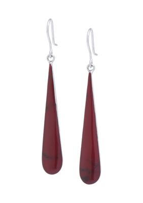 Belk Silverworks Sterling Silver Red Jasper Long Teardrop Earrings