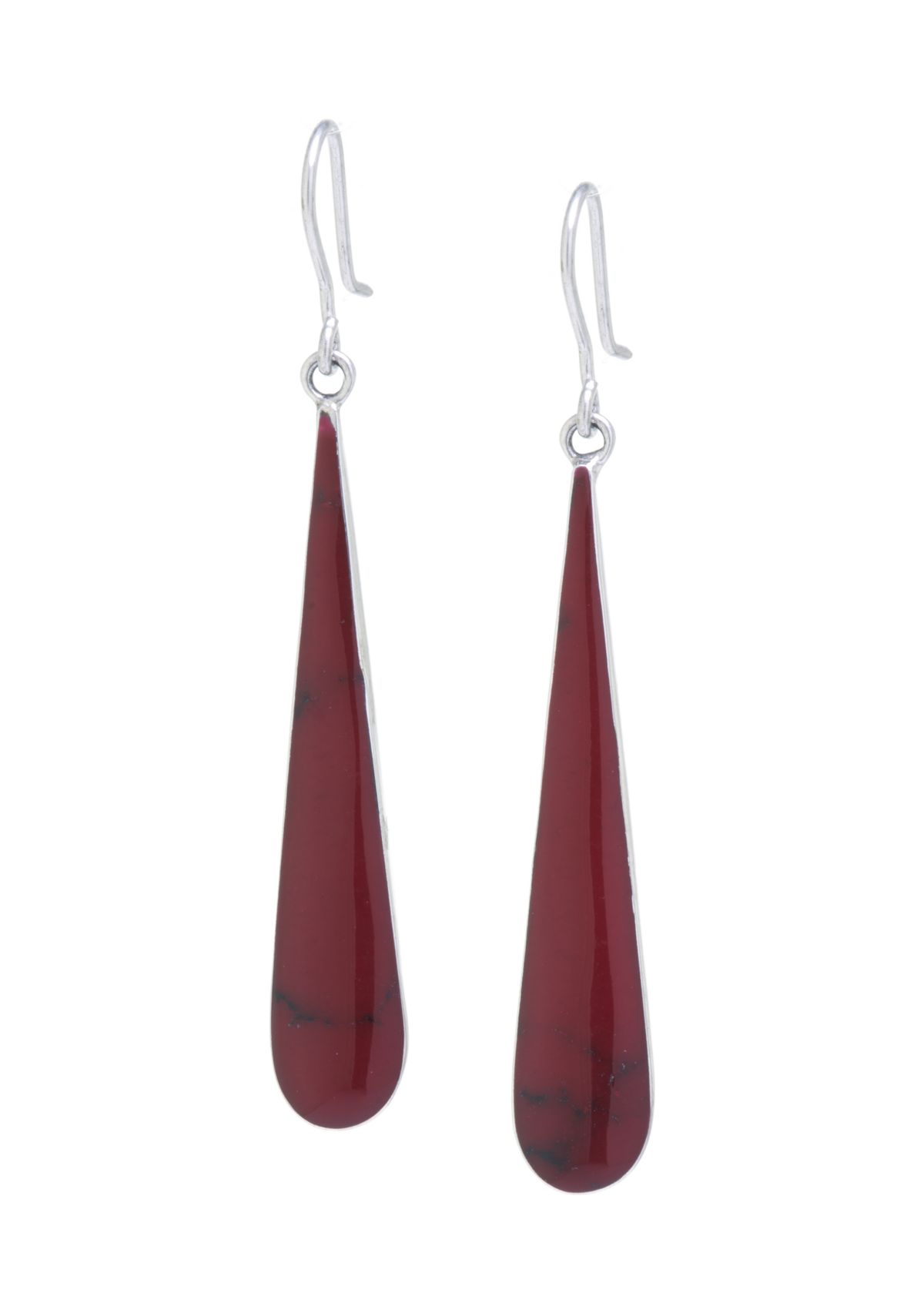Sterling Silver Red Jasper Long Teardrop Earrings