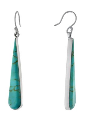 Belk Silverworks Sterling Silver Red Jasper Long Teardrop Earrings, Turquoise