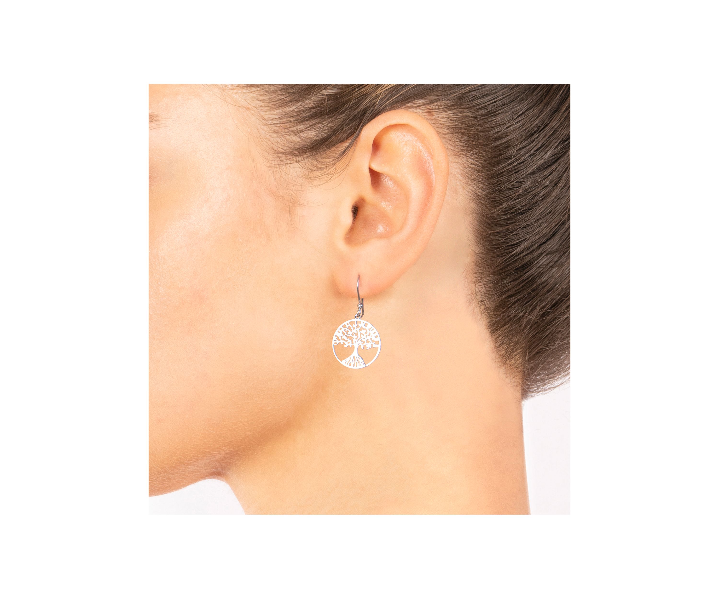 Sterling Silver Laser Cut Tree of Life Drop Earrings
