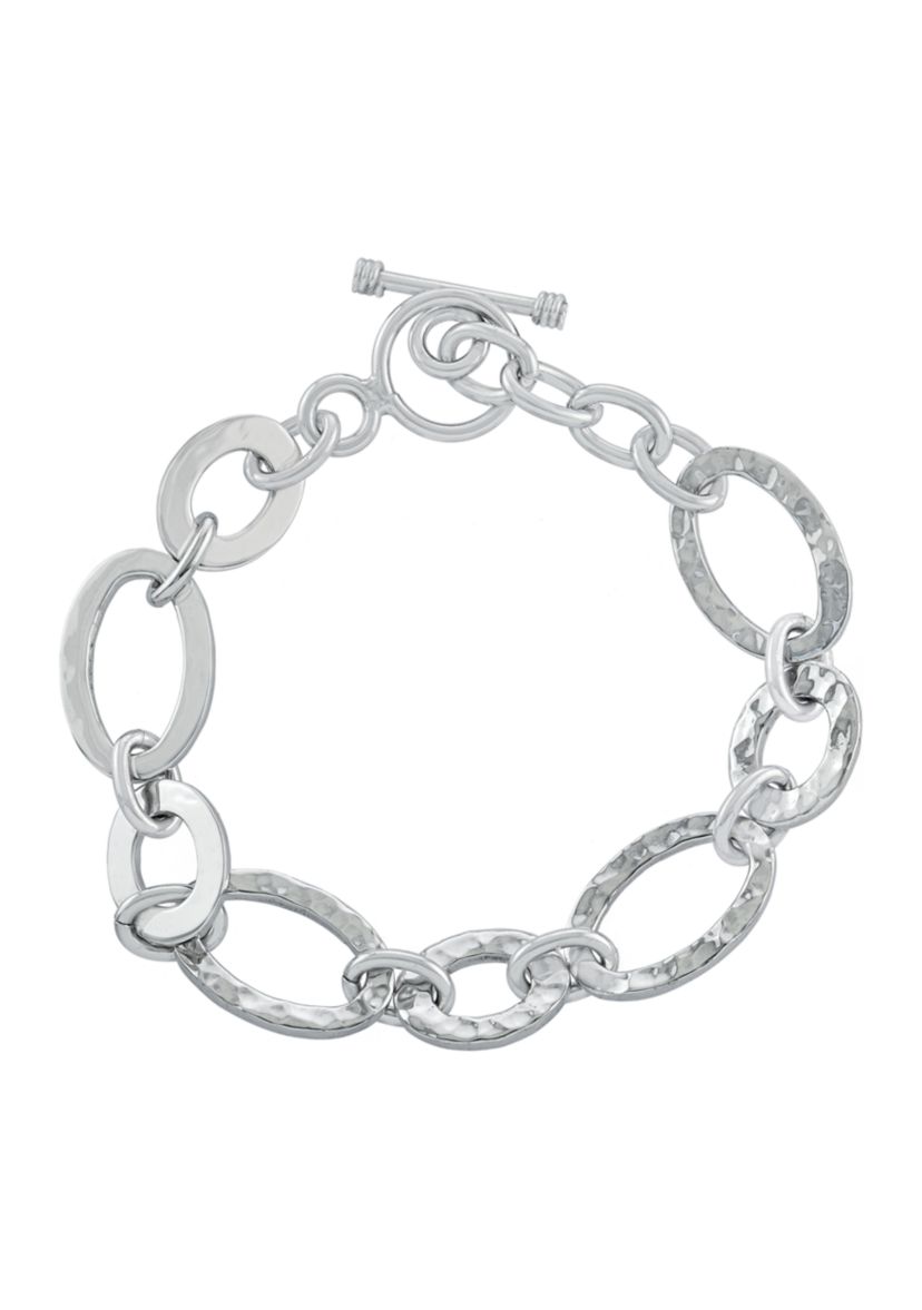Hammered Sterling Silver Oval Link Bracelet