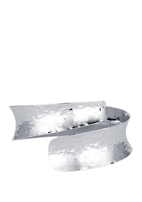 Infinity Silver Sterling Silver Hammered Bypass Cuff Bracelet