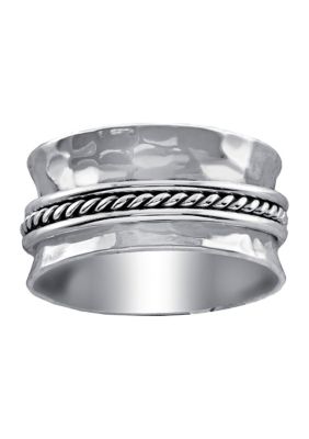 Sterling Silver Hammered Spinner Band Ring, Size 8