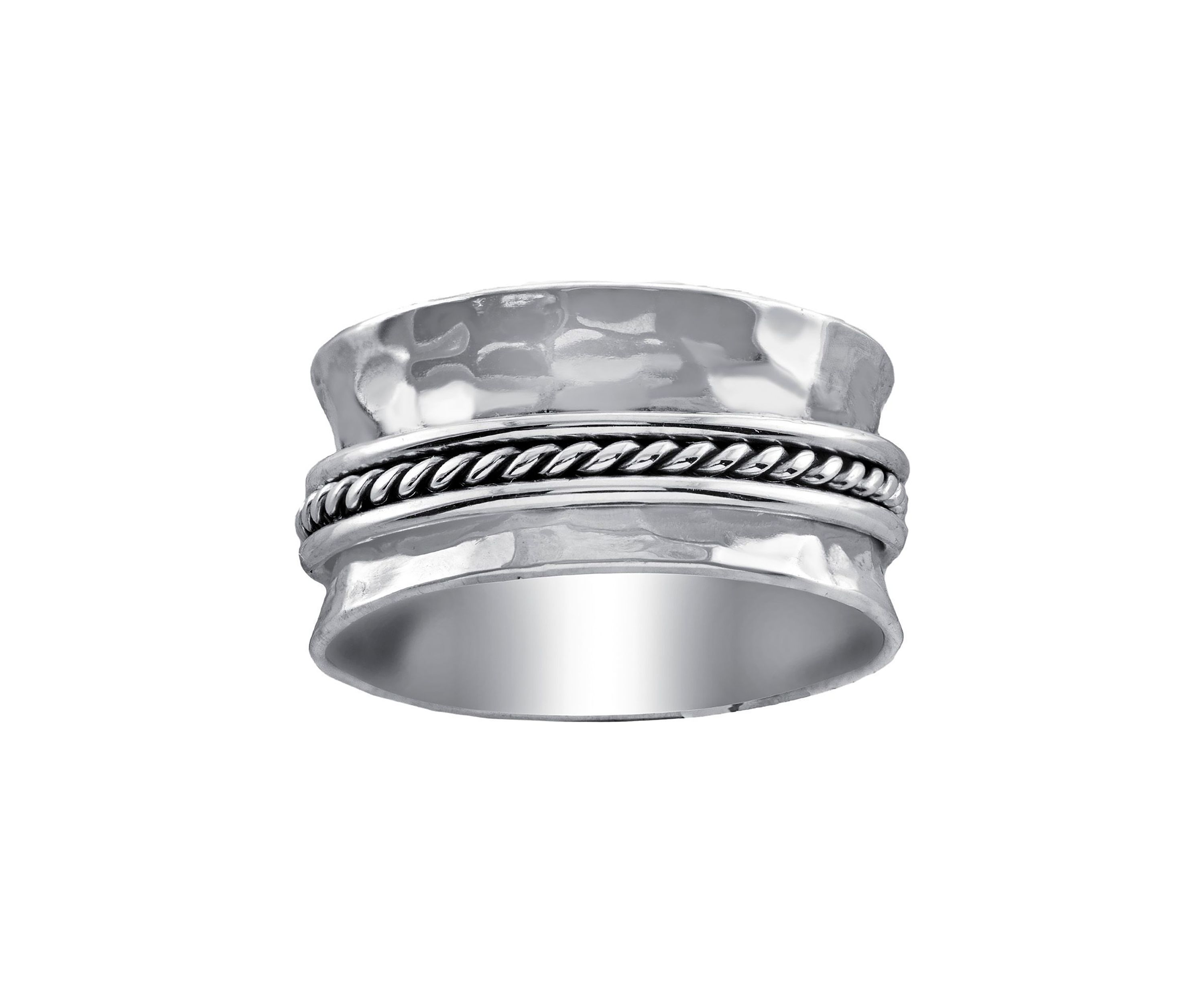Sterling Silver Hammered Spinner Band Ring, Size 8